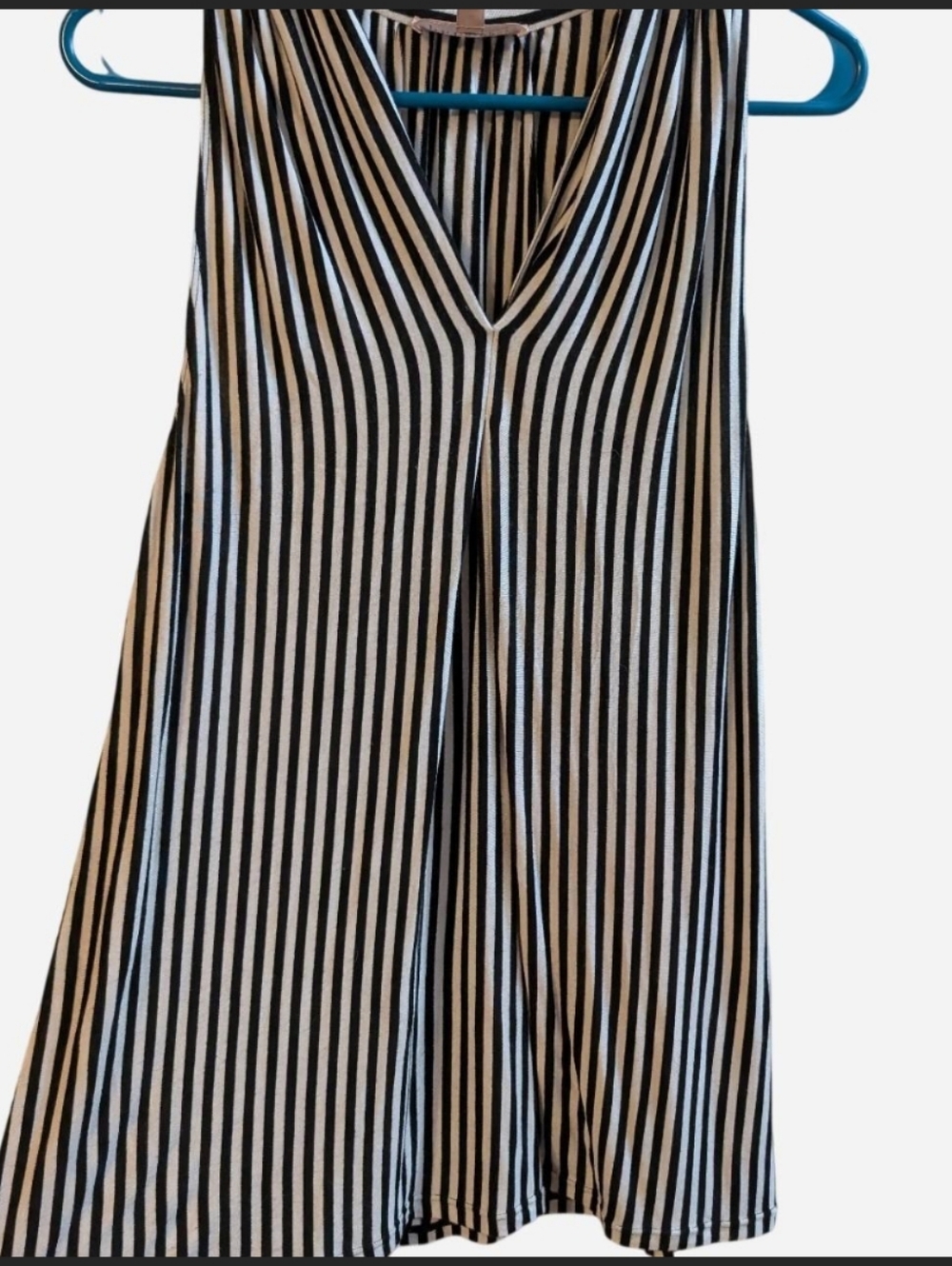 Philosophy Black & White Vertical Stripe Long Sleeveless Top, Size Medium